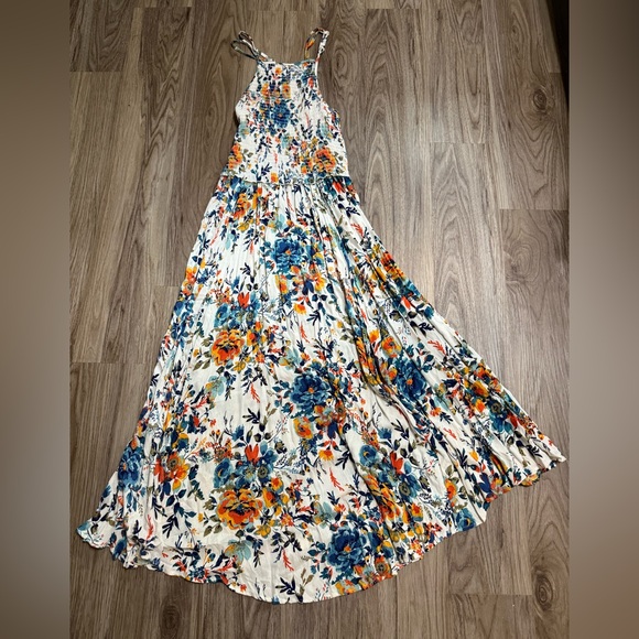 Angie Floral Maxi Dress in Blue and Orange - Picture 2 of 5